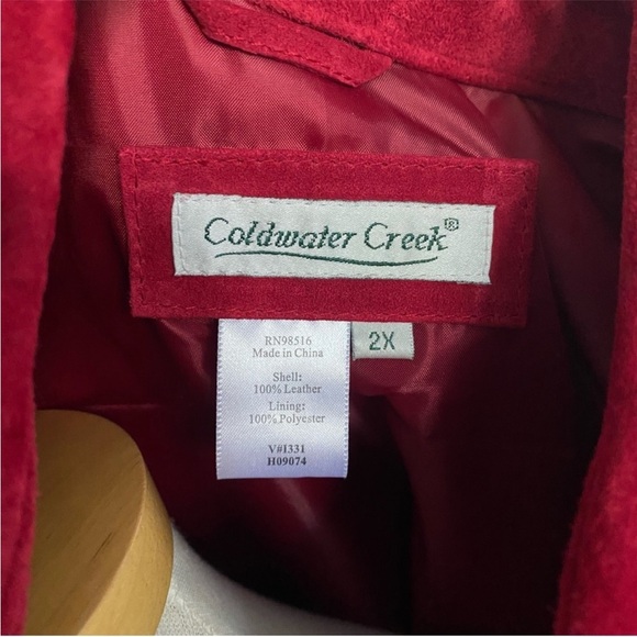 Coldwater Creek Red Suede Leather Jacket Classic Coat Size 2X - Picture 14 of 16